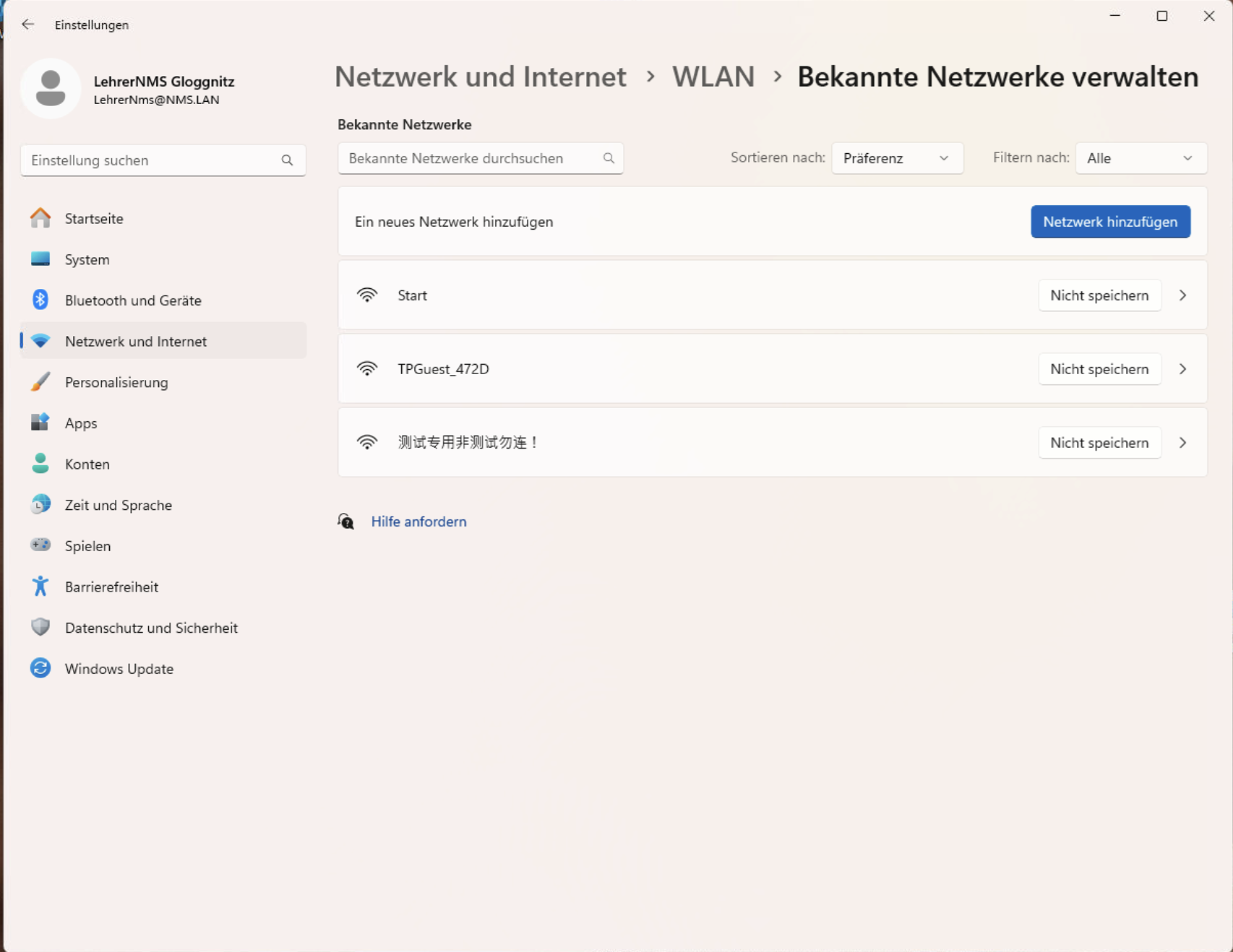 WLAN Auswahl