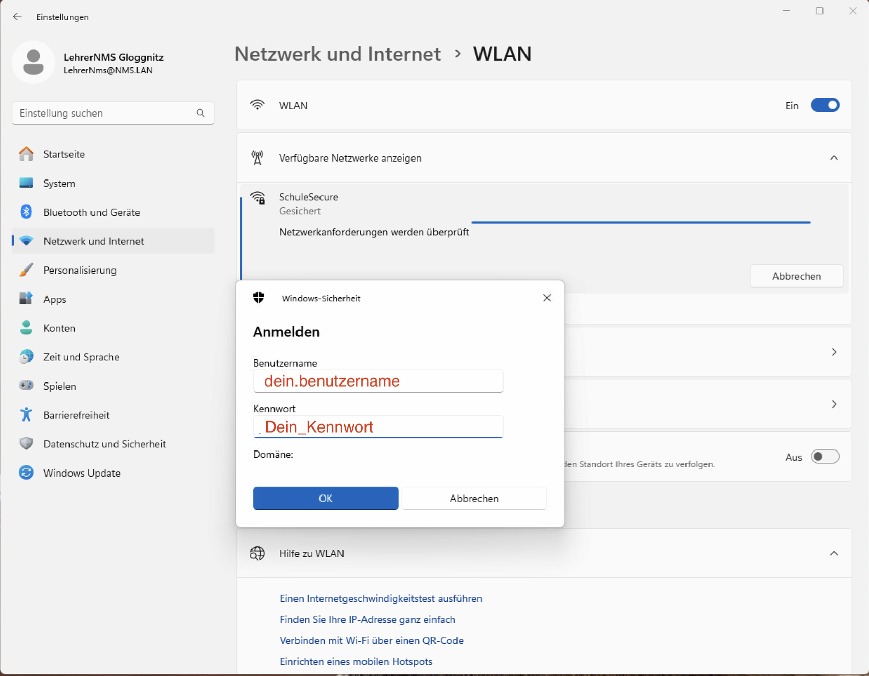 WLAN Auswahl